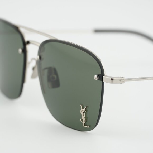 Saint Laurent SL309M 002 Sunglasses Silver Aviator Frame, Grey Lenses main image 6
